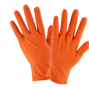 Luva Nitrilo Diamantado Laranja Tam. M - Cx. 50 Un.